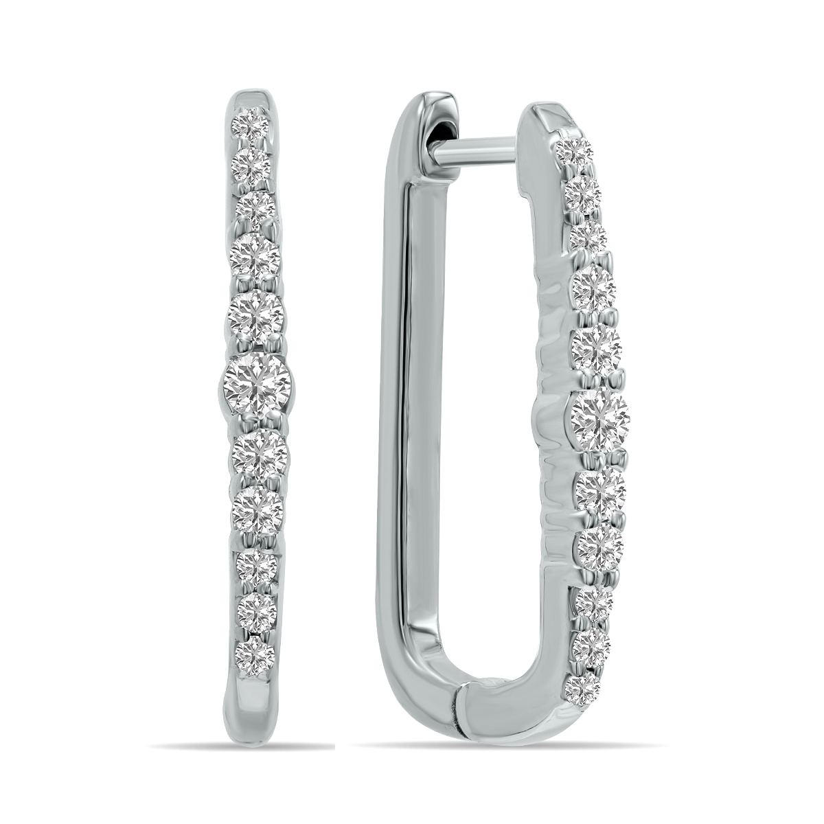 Image of 1/5 CTW Lab Grown Diamond Huggies Hoop Earrings in 10K White Gold (F-G Color VS1- VS2 Clarity)
