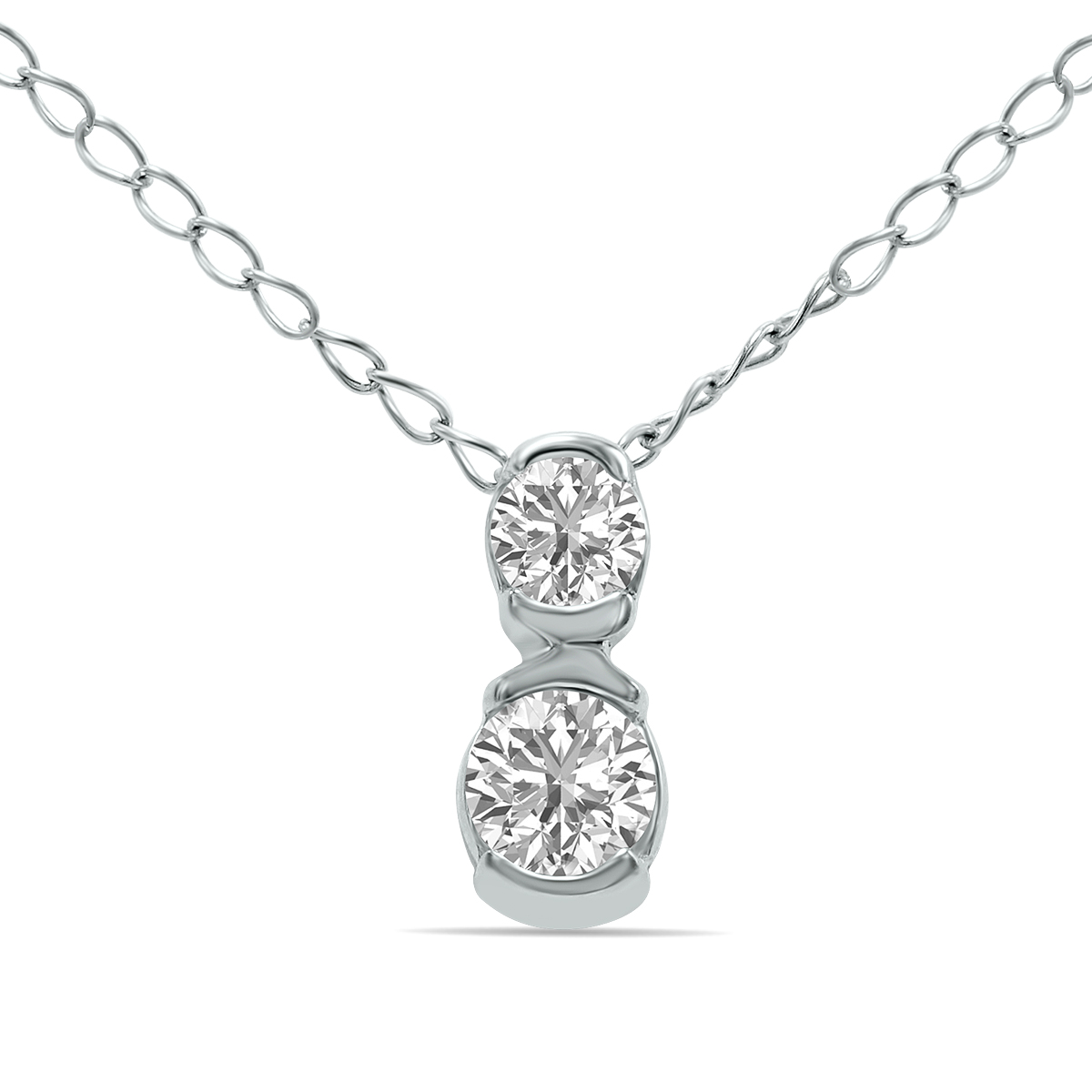 Image of 1/5 CTW Two Stone Lab Grown Diamond Pendant in 10K White Gold (F-G Color VS1- VS2 Clarity)