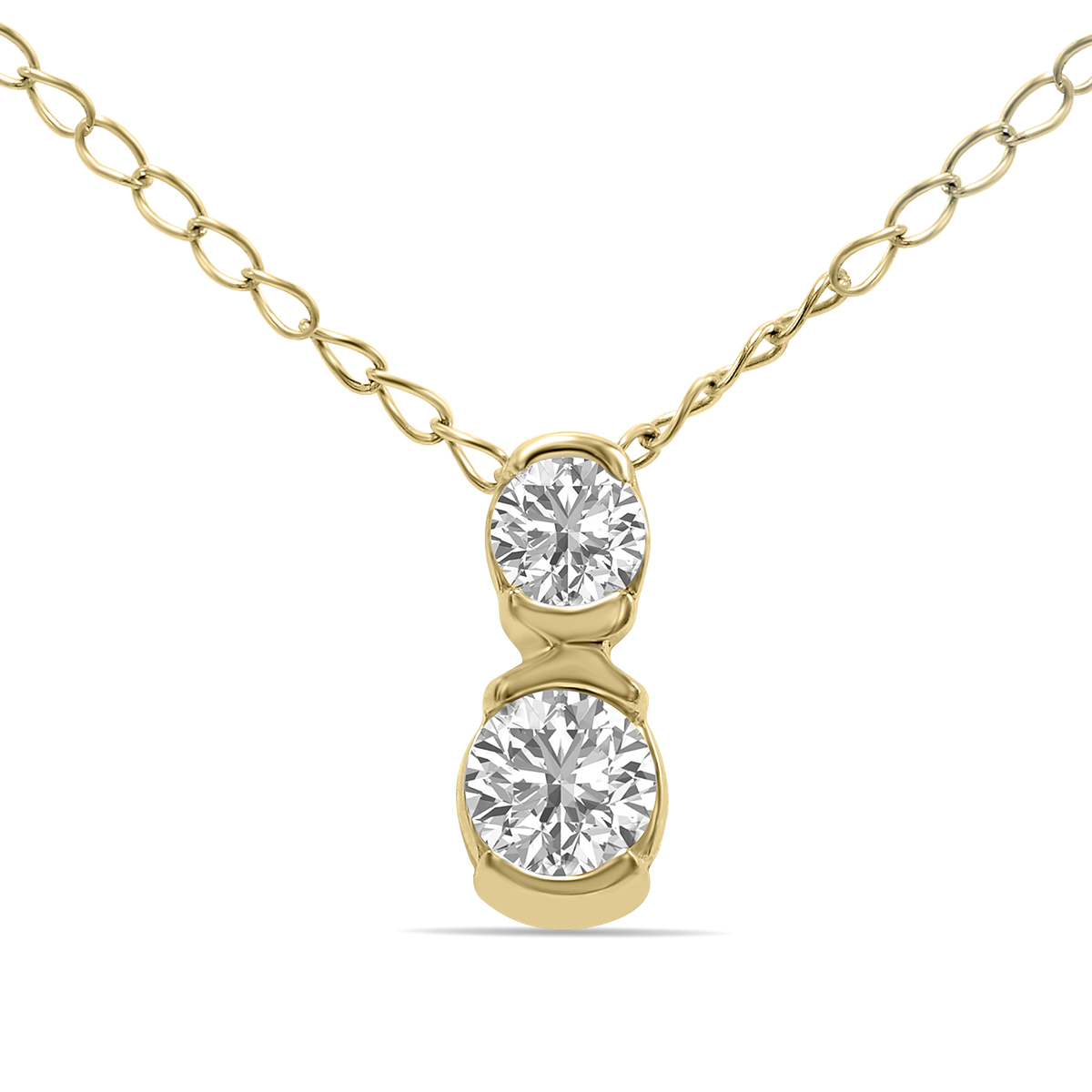 Image of 1/5 CTW Two Stone Lab Grown Diamond Pendant in 10K Yellow Gold (F-G Color VS1- VS2 Clarity)