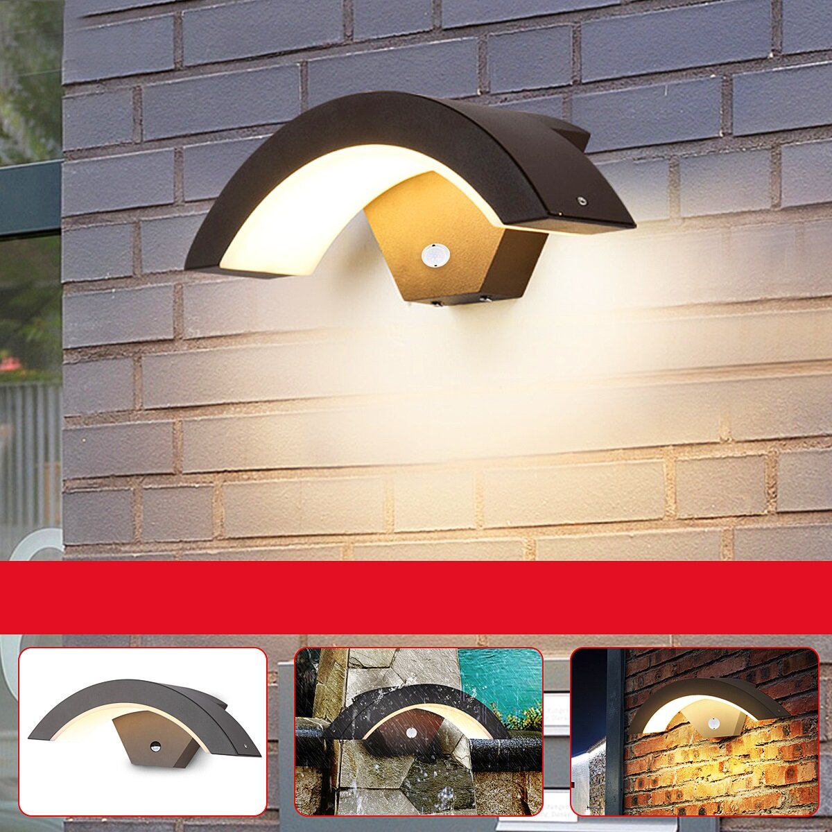 Image of 15W LED Outdoor Light Wall Lamp House Lighting with Motion Sensor Anthracite