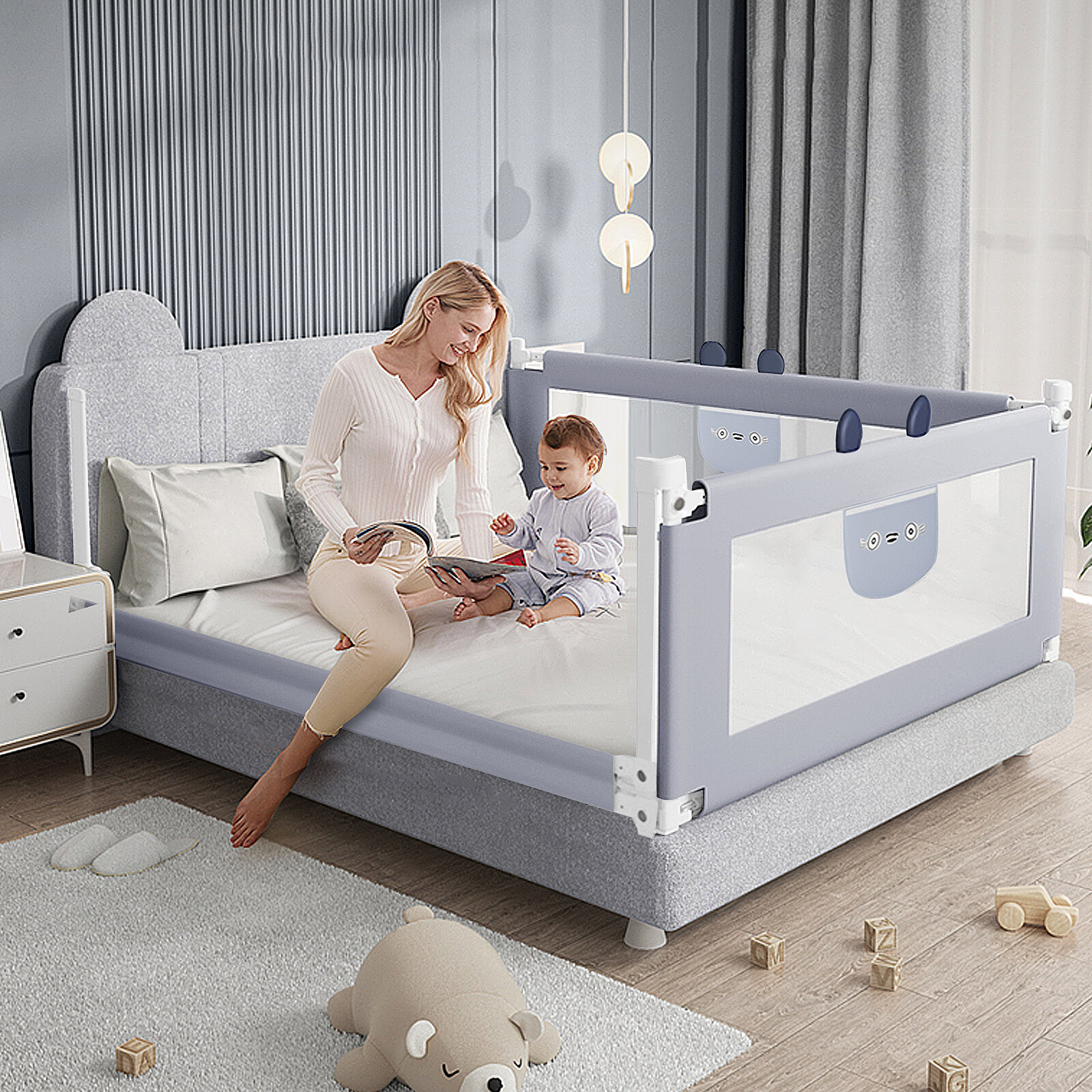Image of 15m/18m/20m Adjustable Folding Kids Safety Bed Rail/BedRail Cot Guard Protecte Child Toddler