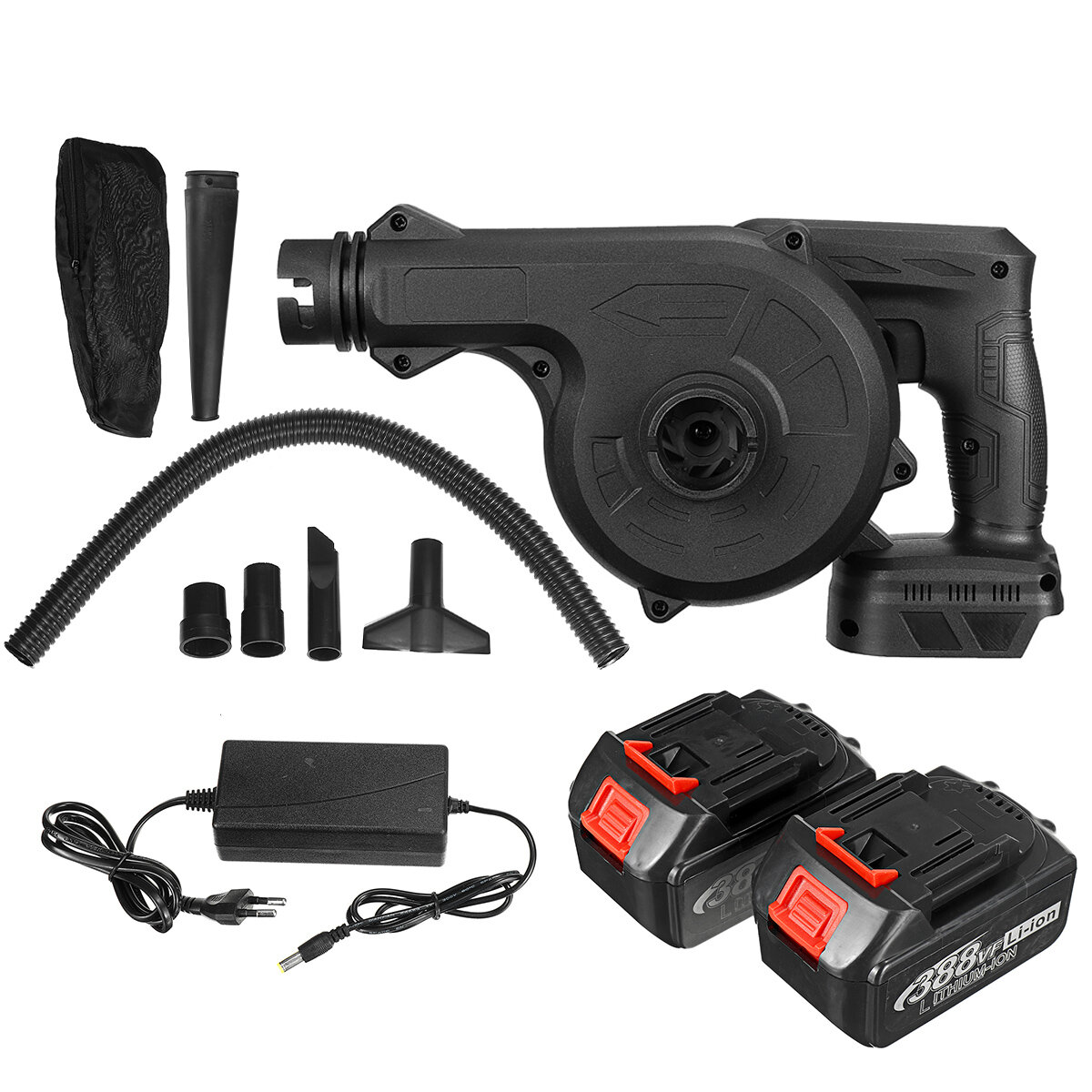 Image of 1600W Cordless Electric Air Blower Vacuum Dust Cleaner Leaf Blower Blowing & Suction Tool W/ 1/2 Battery