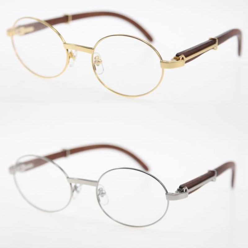 Image of 18k Gold limited Wood Oval shape face Sunglasses Eyewear Round Eyeglasses Wooden Glasses Men women Transparent lens male and female Wholesale Selling