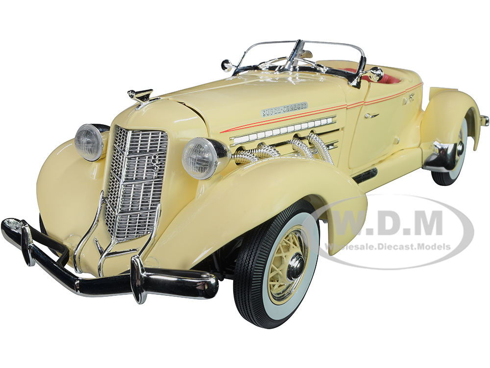 Image of 1935 Auburn 851 Speedster Cream with Red Interior 1/18 Diecast Model Car by Auto World