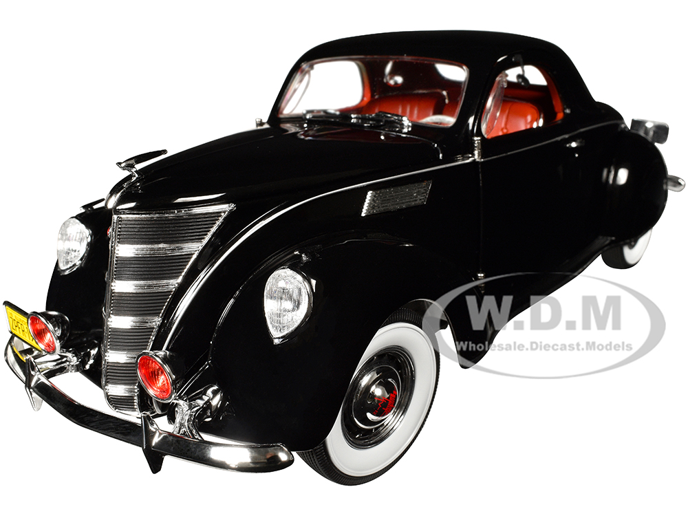 Image of 1937 Lincoln Zephyr Black with Red Interior 1/18 Diecast Model Car by Auto World