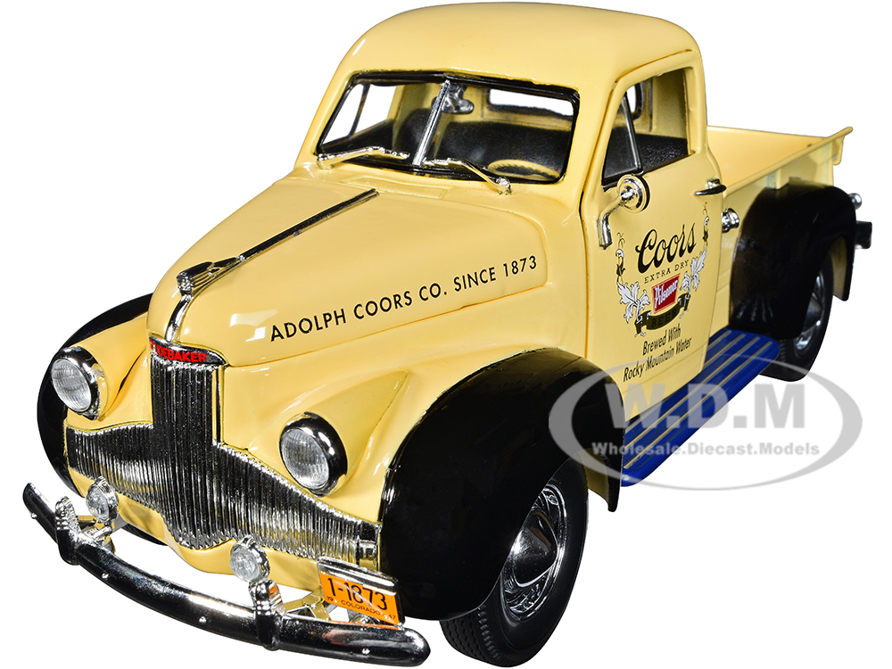 Image of 1947 Studebaker Pickup Truck Cream and Black "Coors Pilsner" 1/24 Diecast Model Car by Auto World