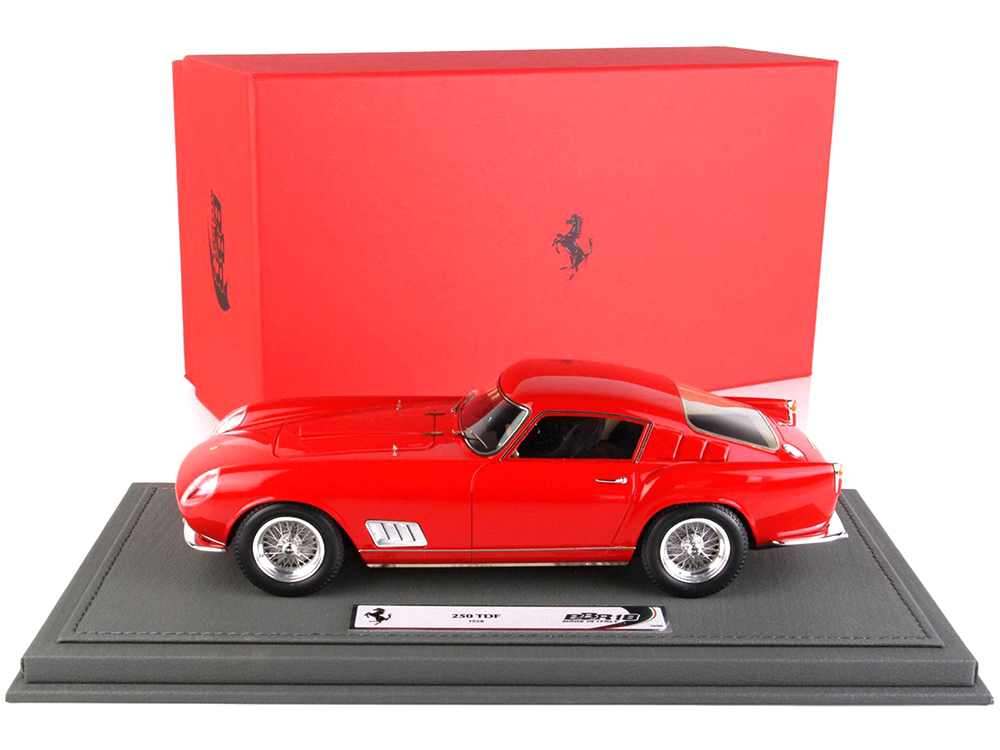 Image of 1958 Ferrari 250 TDF "Faro Carenato" Red with DISPLAY CASE Limited Edition to 99 pieces Worldwide 1/18 Model Car by BBR