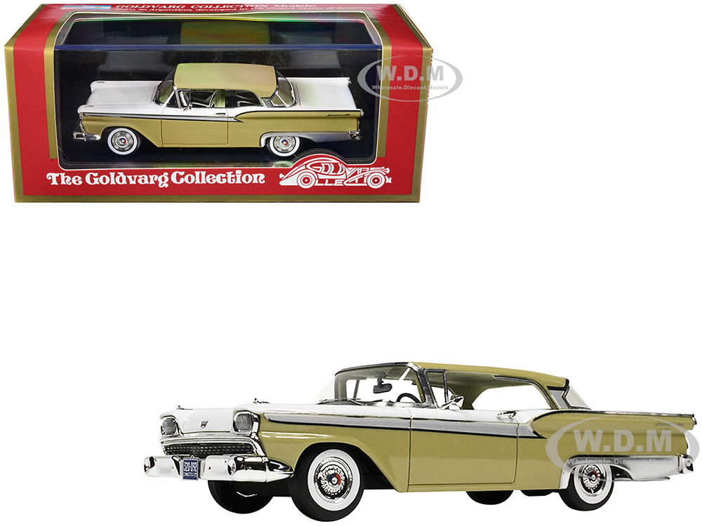 Image of 1959 Ford Fairlane 500 Inca Gold and White with Light Green Interior Limited Edition to 240 pieces Worldwide 1/43 Model Car by Goldvarg Collection