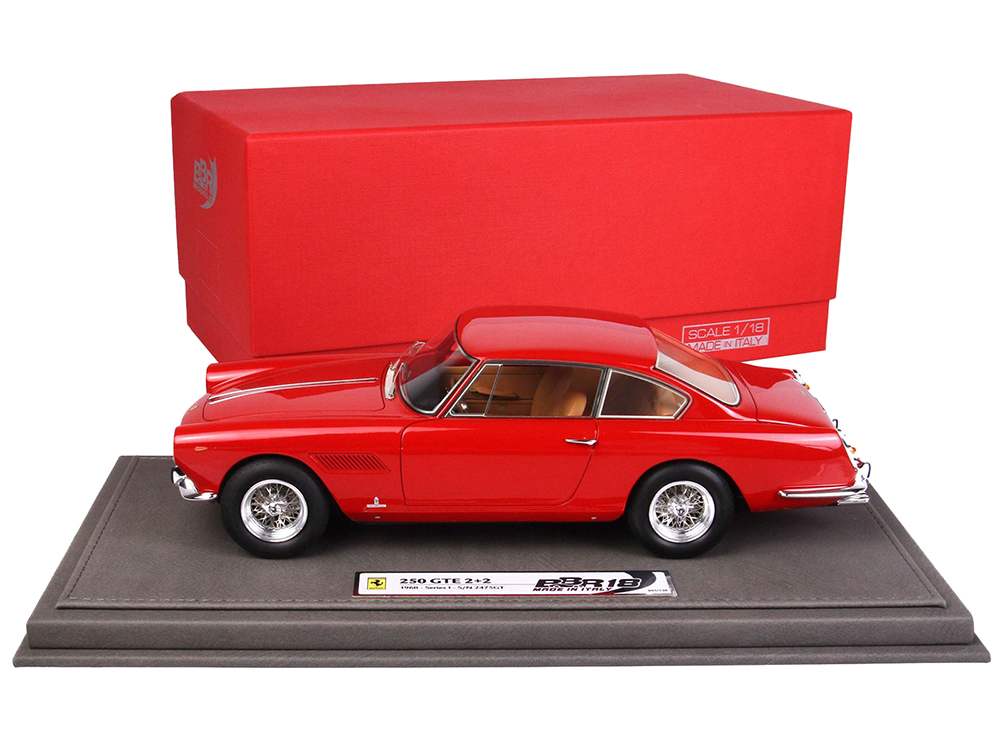 Image of 1960 Ferrari GTE 22 Serie I Red with DISPLAY CASE Limited Edition to 136 Pieces Worldwide 1/18 Model Car by BBR