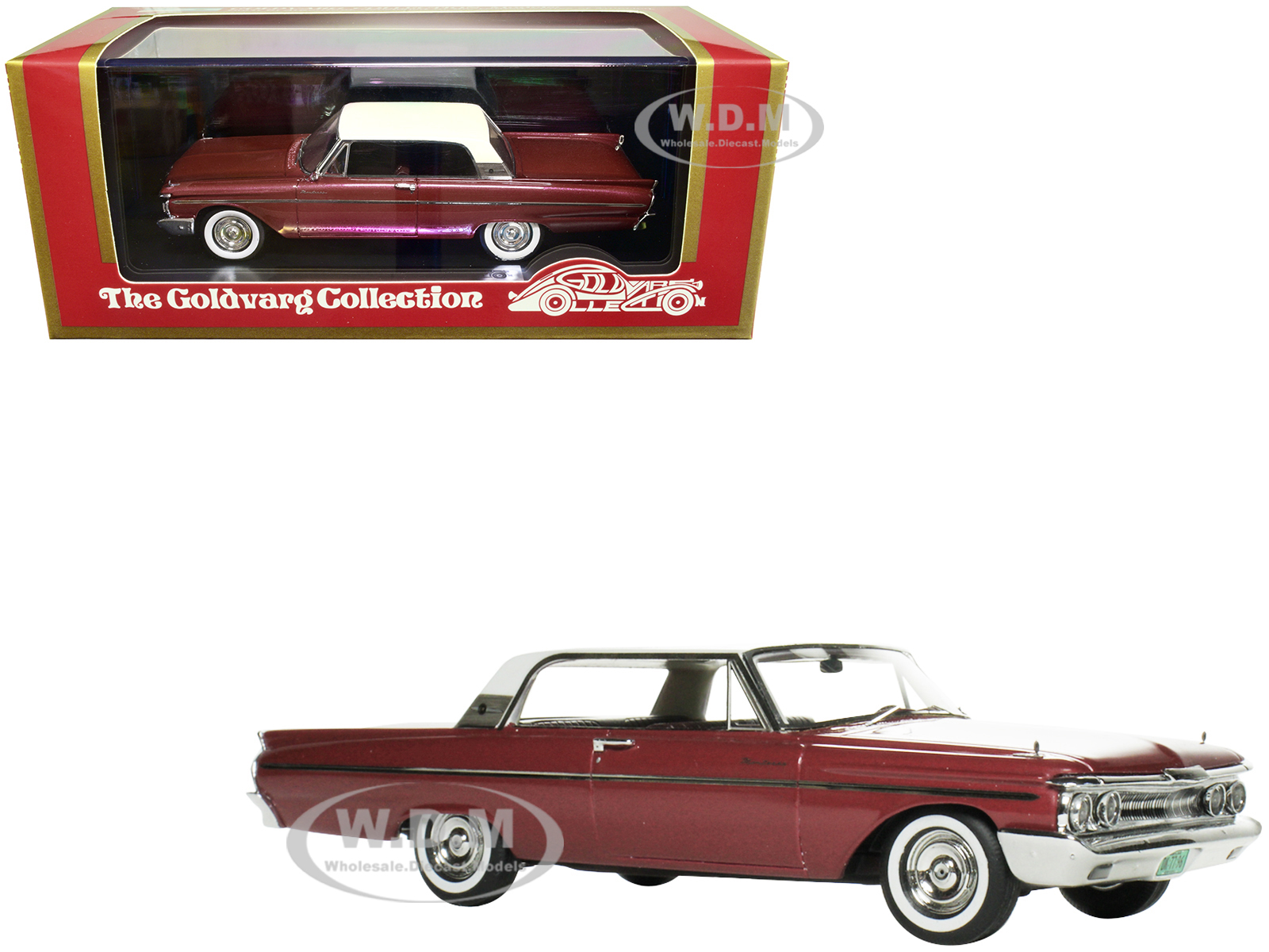 Image of 1961 Mercury Monterey Red Metallic with White Top Limited Edition to 210 pieces Worldwide 1/43 Model Car by Goldvarg Collection