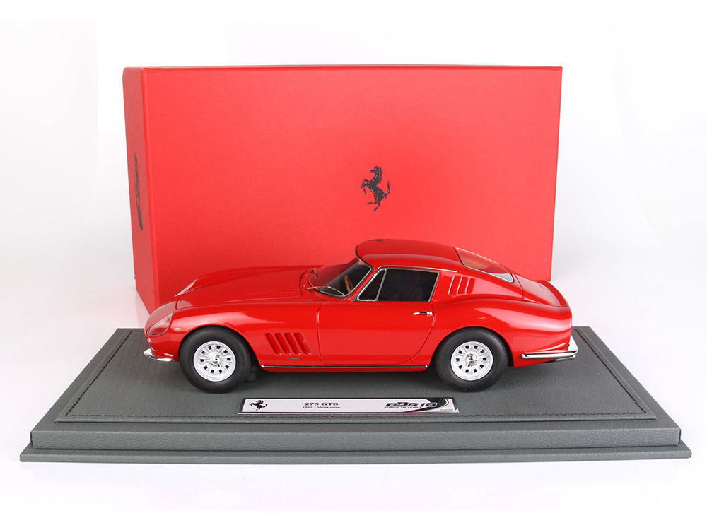 Image of 1964 Ferrari 275 GTB Short Nose Red with DISPLAY CASE Limited Edition to 200 pieces Worldwide 1/18 Model Car by BBR