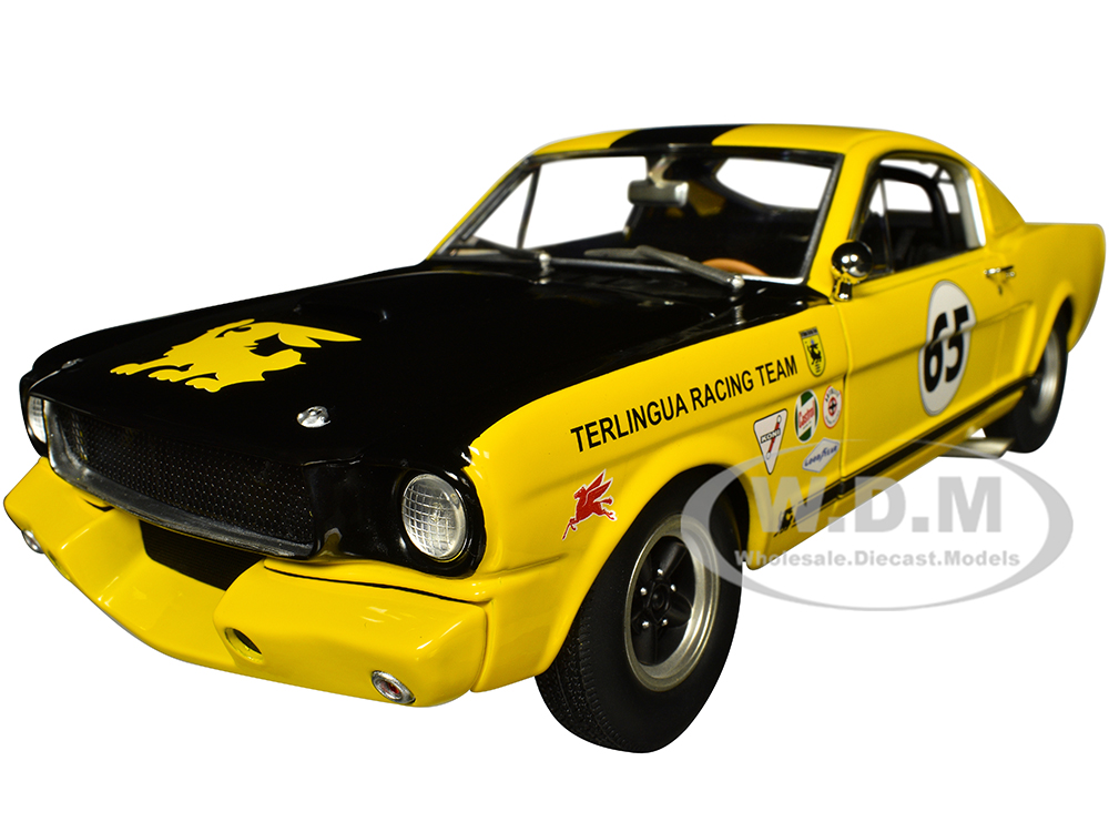 Image of 1965 Shelby GT350R 65 Yellow with Black Hood and Stripes "Terlingua Racing Team Tribute" Limited Edition to 300 pieces Worldwide 1/18 Diecast Model C