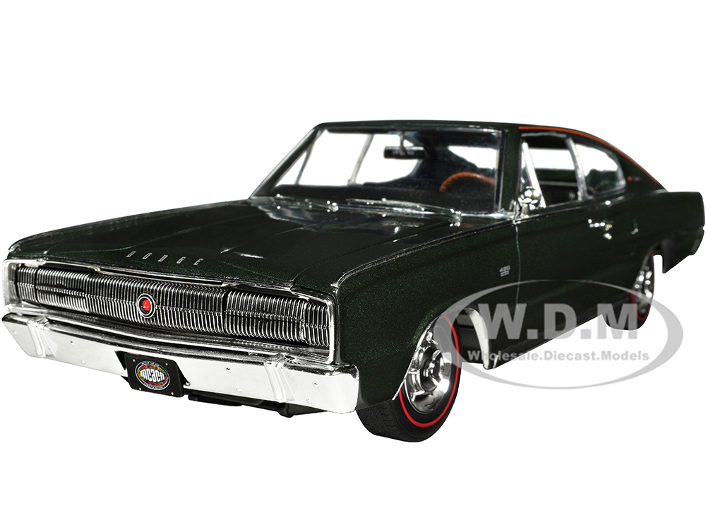 Image of 1966 Dodge Charger Dark Green Metallic "Muscle Car &amp Corvette Nationals" (MCACN) "American Muscle" Series 1/18 Diecast Model Car by Auto World