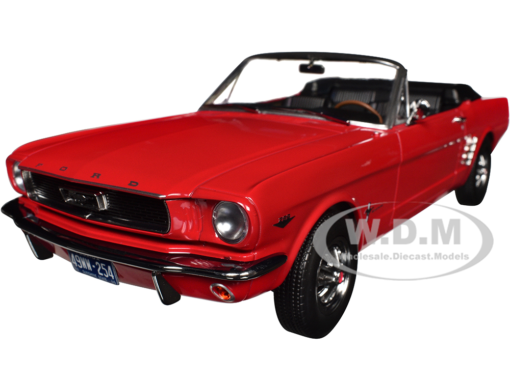 Image of 1966 Ford Mustang Convertible Signal Flare Red 1/18 Diecast Model Car by Norev