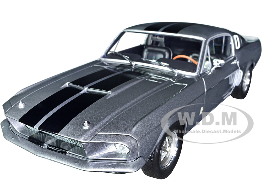 Image of 1967 Shelby GT500 Gray Metallic with Black Stripes 1/18 Diecast Model Car by Solido