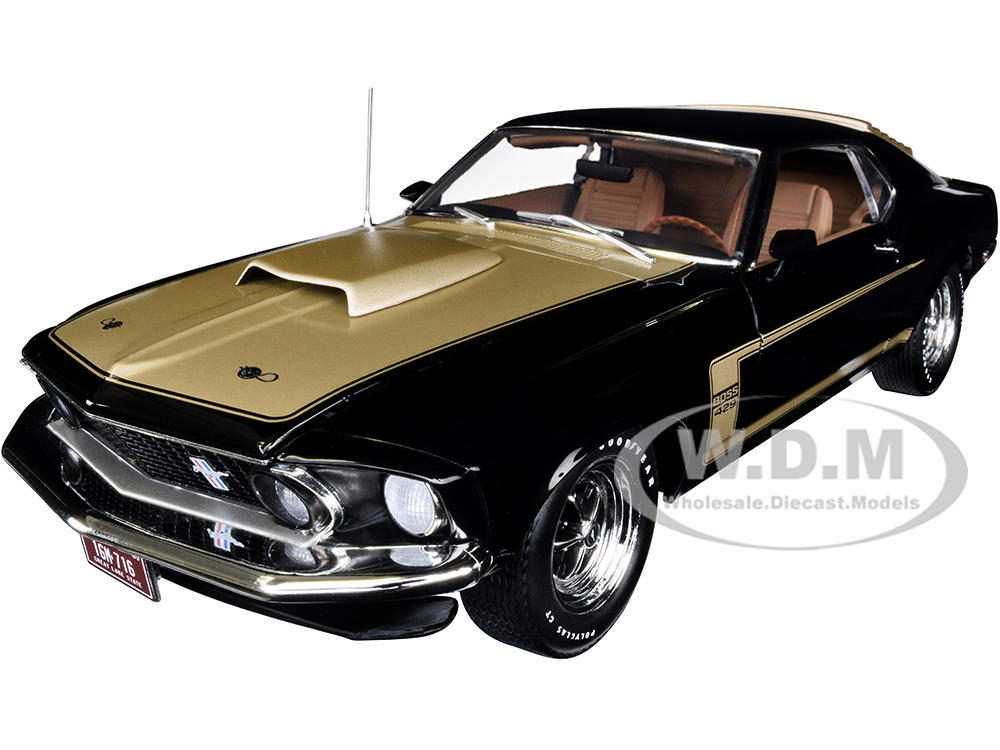 Image of 1969 Ford Mustang Boss 429 Semon "Bunkie" Knudsons Prototype Black and Gold Limited Edition to 1500 pieces Worldwide 1/18 Diecast Model Car by ACME