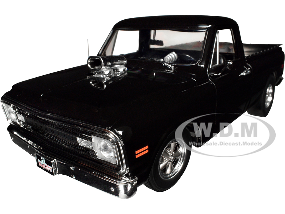 Image of 1970 Chevrolet C-10 Pickup Truck Black "Night Train" Limited Edition to 540 pieces Worldwide "Drag Outlaws" Series 1/18 Diecast Model Car by ACME