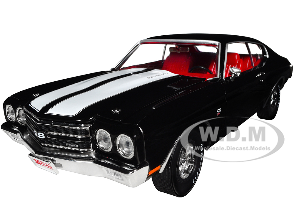 Image of 1970 Chevrolet Chevelle SS Tuxedo Black with White Stripes and Red Interior "Hemmings Muscle Machines Magazine Cover Car" (May 2011) "American Muscle