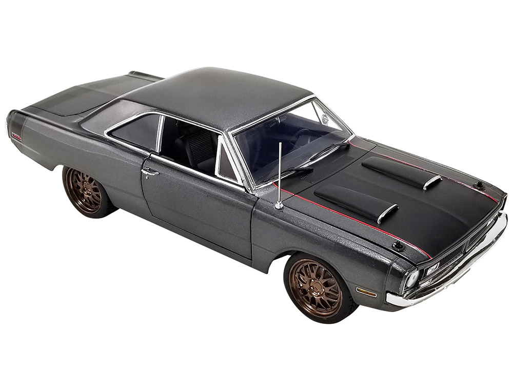 Image of 1970 Dodge Dart Street Fighter "Bullseye" Dark Gray Metallic with Black Hood and Tail Stripe Limited Edition to 264 pieces Worldwide 1/18 Diecast Mod