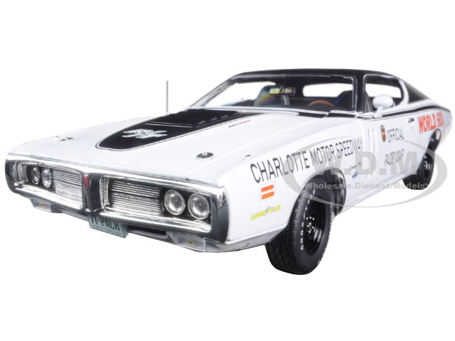 Image of 1971 Dodge Charger White Charlotte Motor Speedway World 600 Pace Car Limited Edition to 1002pc 1/18 Diecast Model Car by Auto World