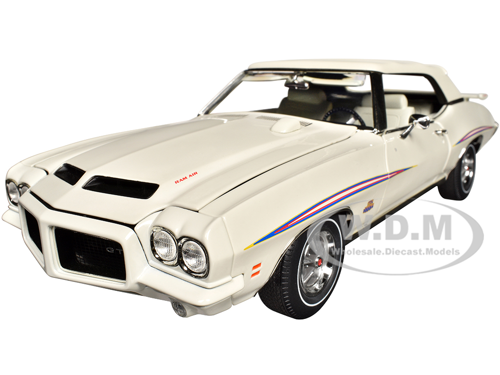 Image of 1971 Pontiac GTO Judge Convertible White with Graphics and White Interior "Last Judge Built" Limited Edition to 390 pieces Worldwide 1/18 Diecast Mod