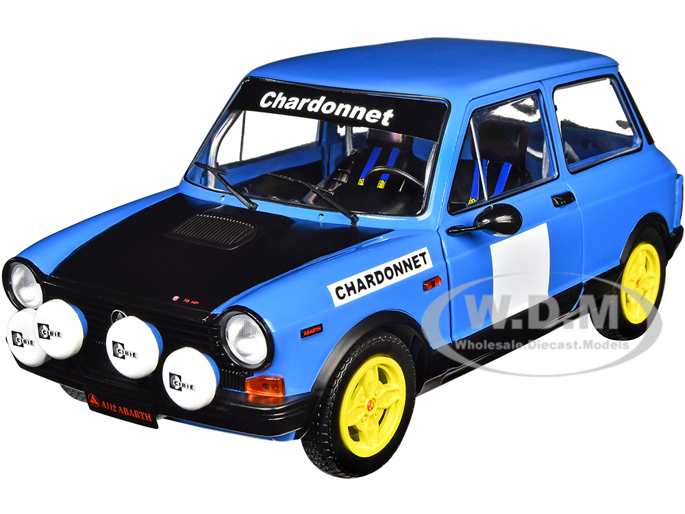 Image of 1980 Autobianchi A112 Abarth Blue "Chardonnet" Rally Car 1/18 Diecast Model Car by Solido