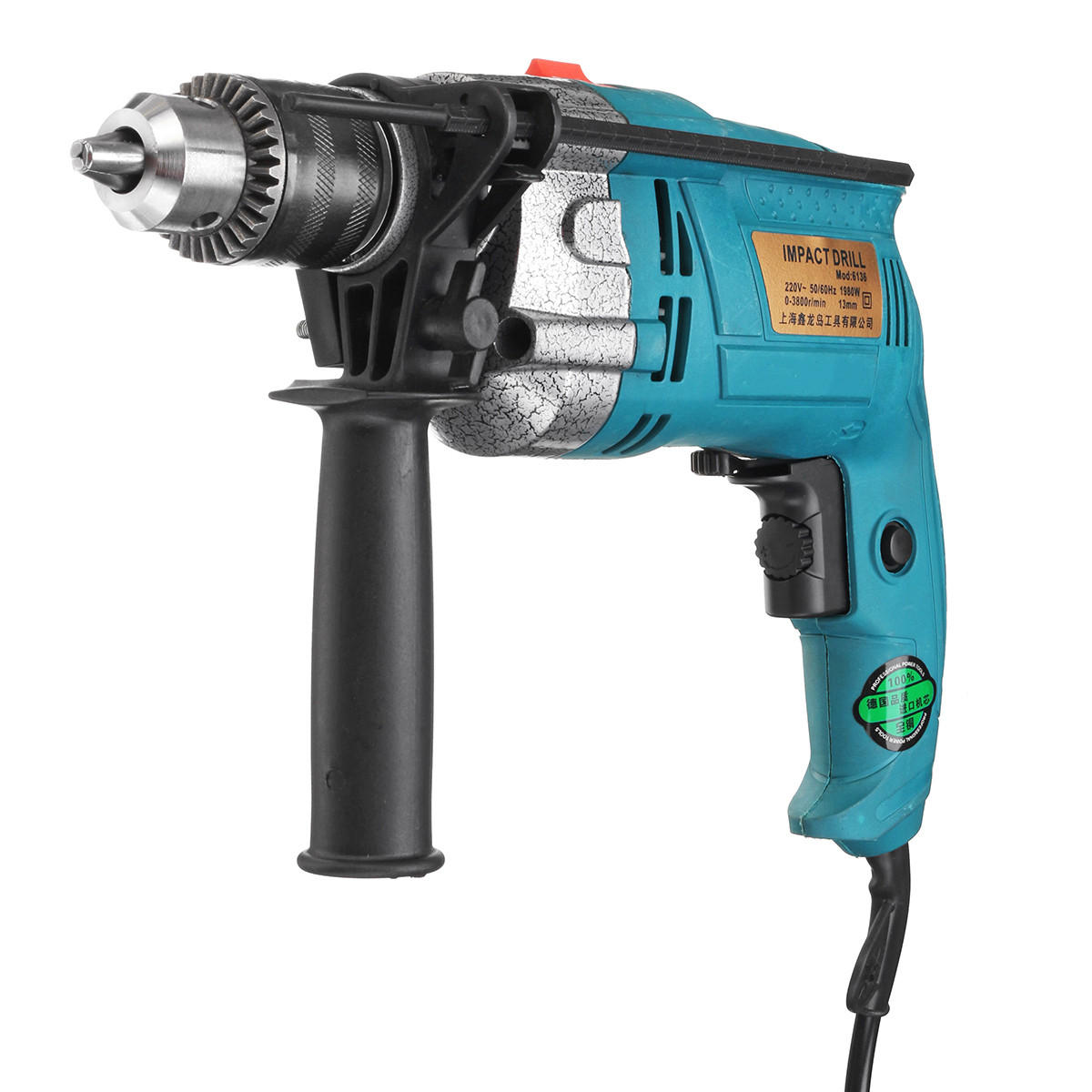 Image of 1980W 220V Electric Impact Hammer Drill Household Power Flat Drill 3800RPM