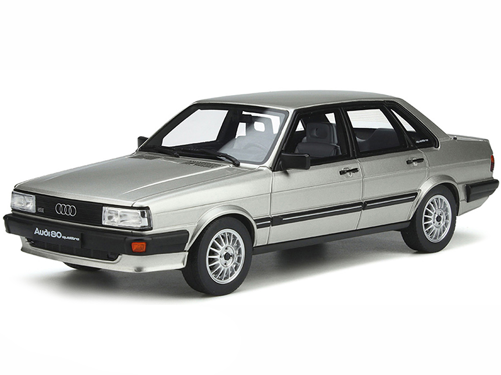 Image of 1983 Audi 80 Quattro Zermatt Silver Metallic with Black Stripes Limited Edition to 2000 pieces Worldwide 1/18 Model Car by Otto Mobile