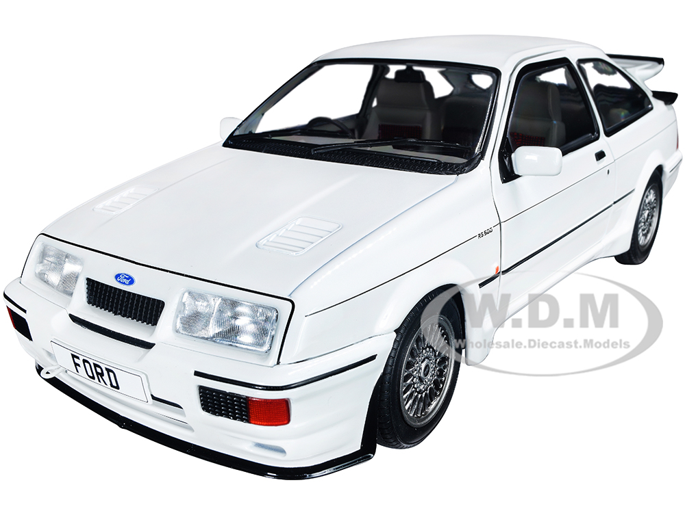Image of 1987 Ford Sierra RS500 RHD (Right Hand Drive) White with Black Stripes 1/18 Diecast Model Car by Solido