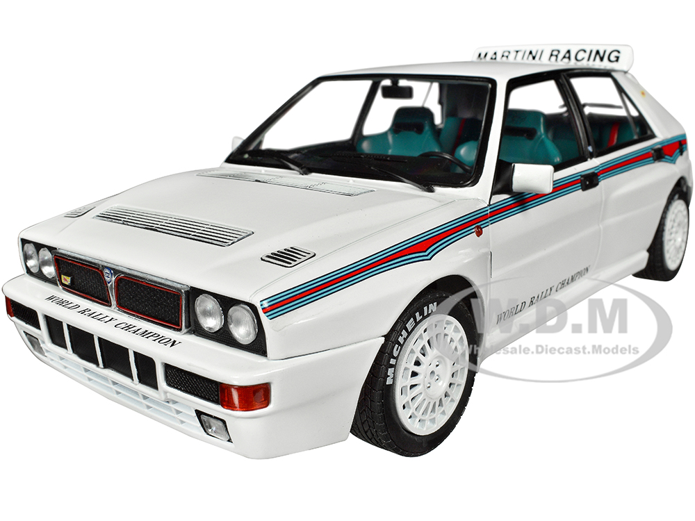 Image of 1992 Lancia Delta HF Integrale Evo 1 Martini 6 White with Blue and Red Stripes "World Rally Champion - Martini Racing" 1/18 Diecast Model Car by Soli