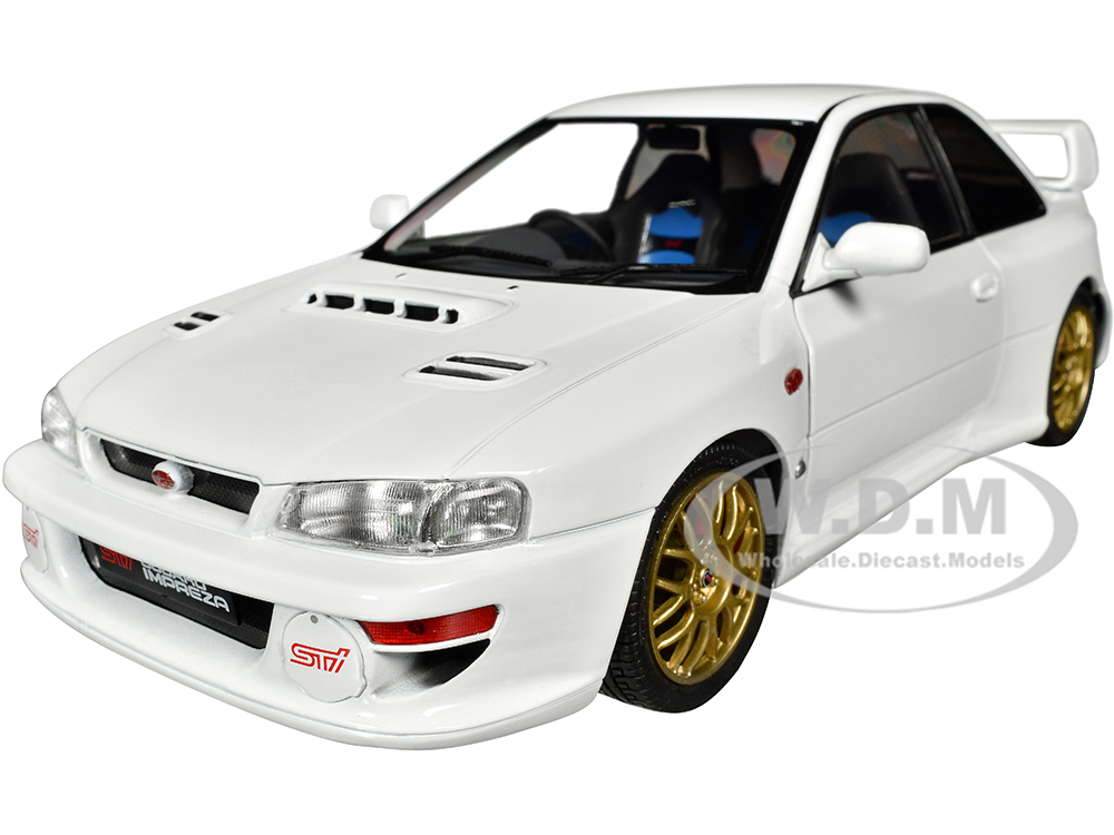 Image of 1998 Subaru Impreza 22B RHD (Right Hand Drive) Pure White with Gold Wheels 1/18 Diecast Model Car by Solido