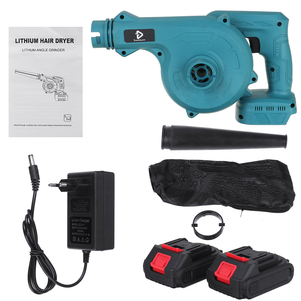 Image of 2 IN 1 Cordless Electric Air Blower Vacuum Suction Leaf Computer Dust Collector Cleaner W/ 1/2 Battery For Makita