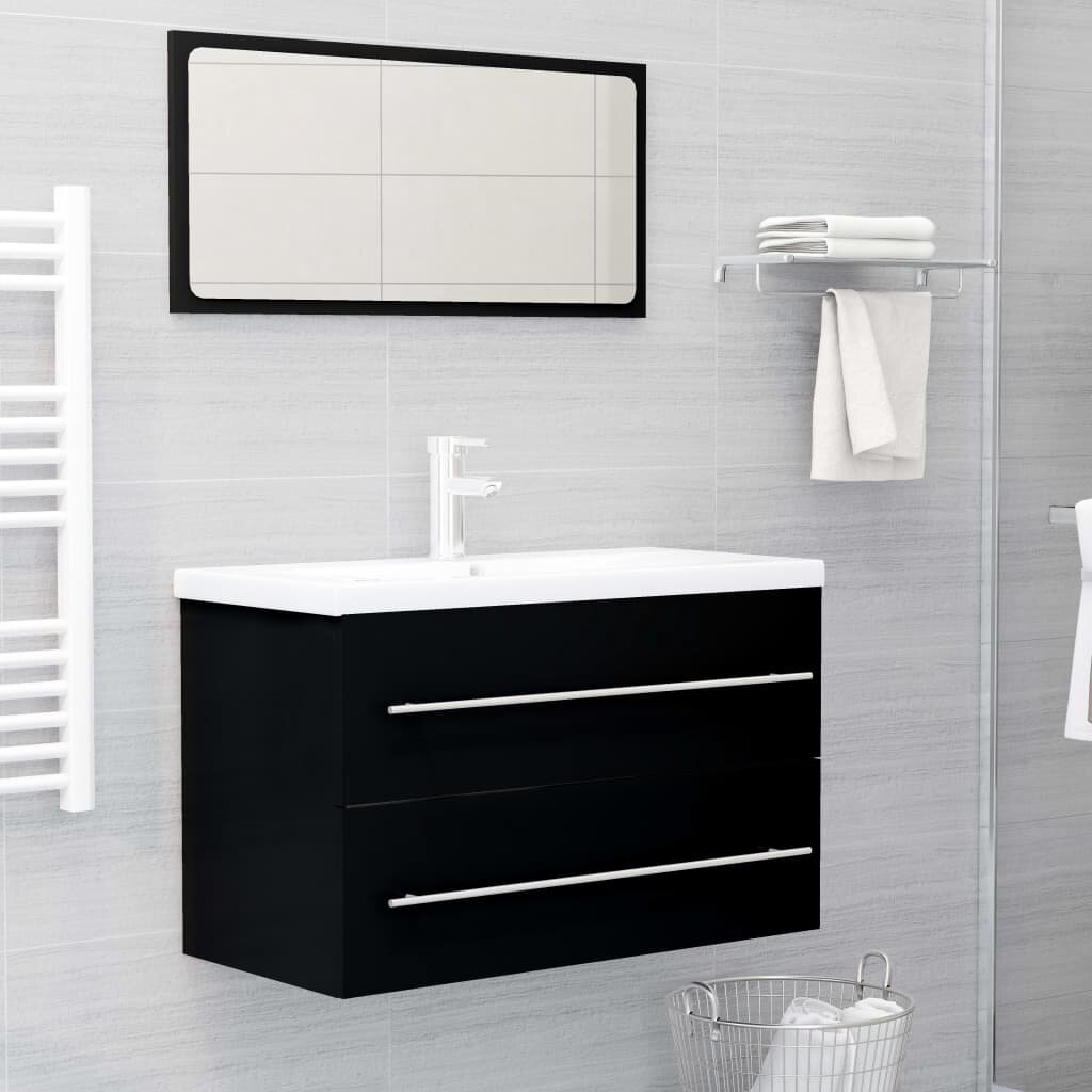 Image of 2 Piece Bathroom Furniture Set Black Chipboard