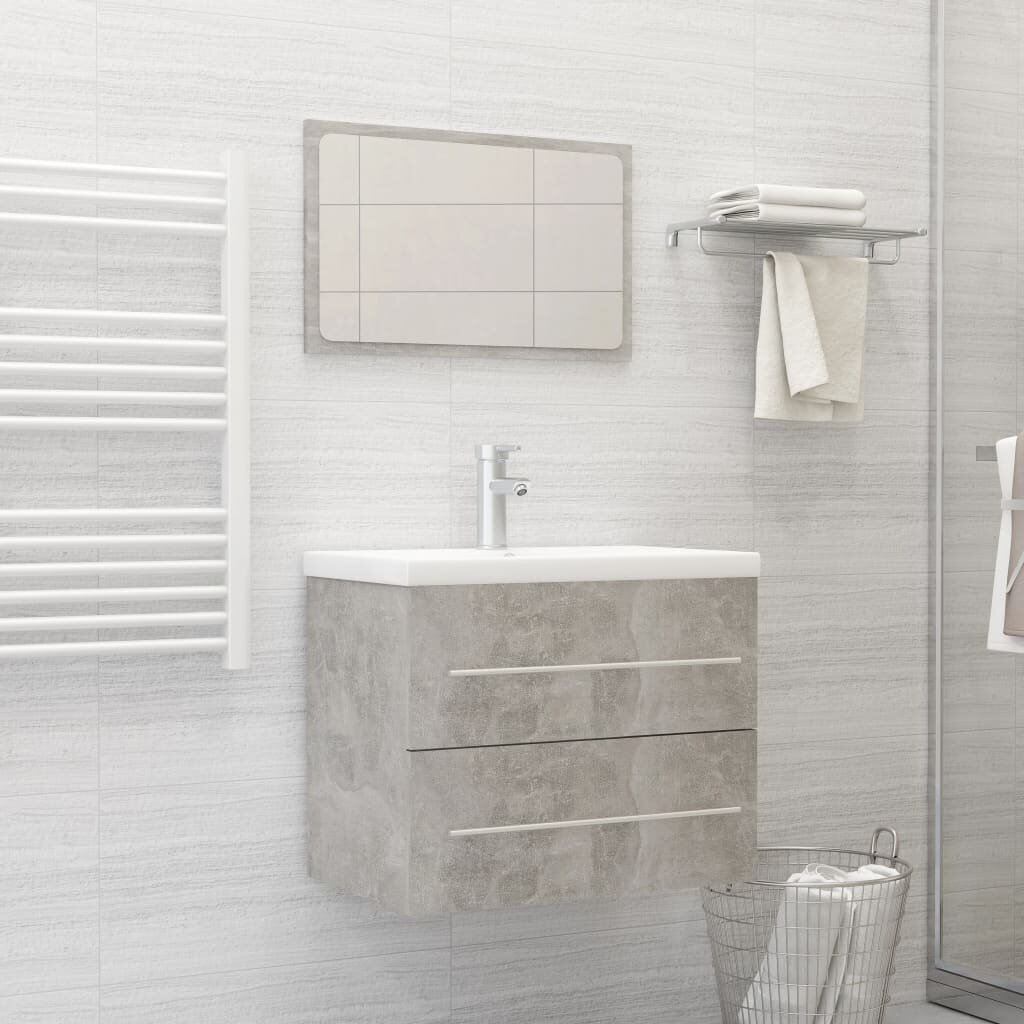 Image of 2 Piece Bathroom Furniture Set Concrete Gray Chipboard