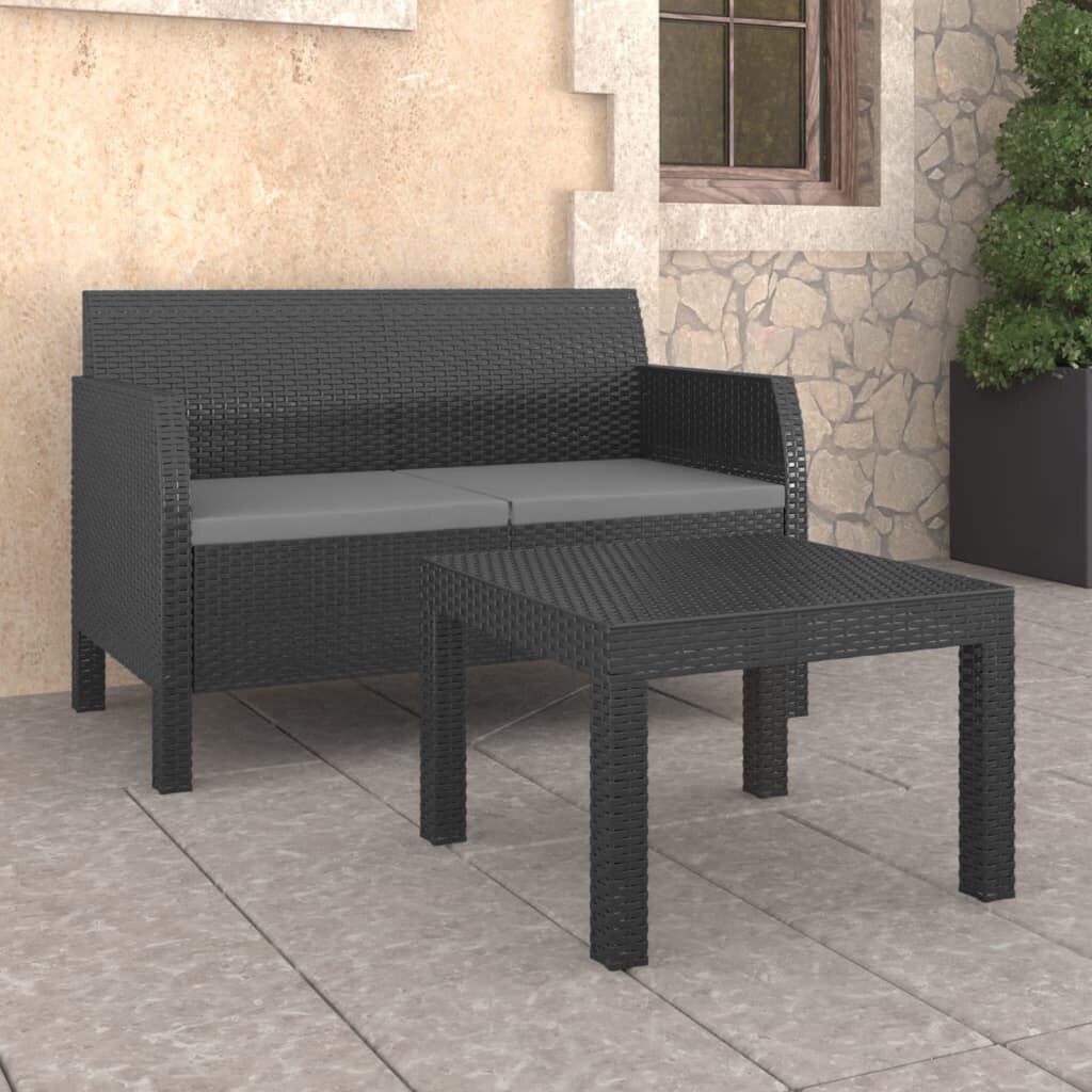 Image of 2 Piece Garden Lounge Set with Cushions PP Anthracite