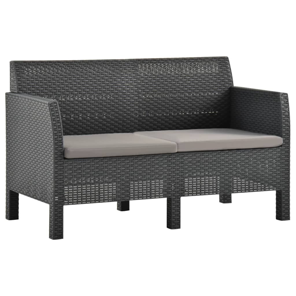 Image of 2-Seater Garden Sofa with Cushions Anthracite PP