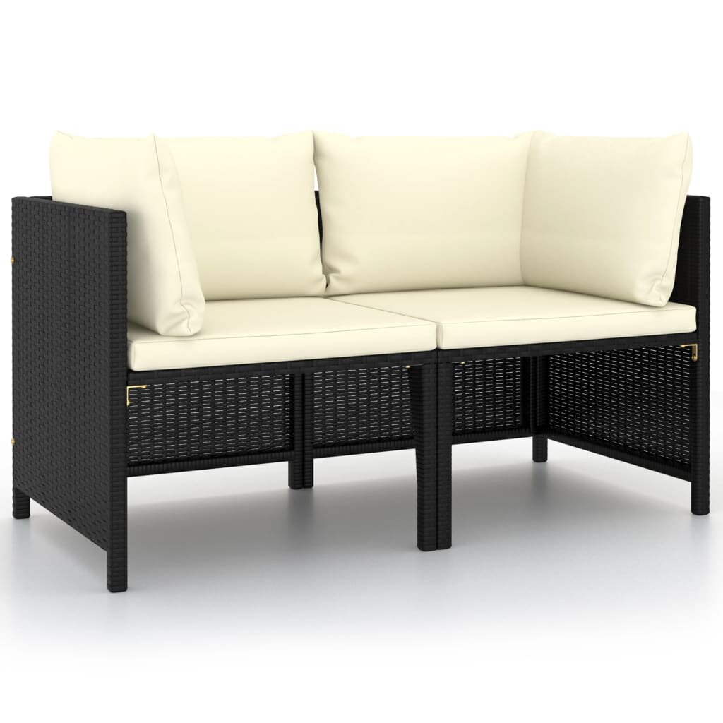 Image of 2-Seater Garden Sofa with Cushions Black Poly Rattan