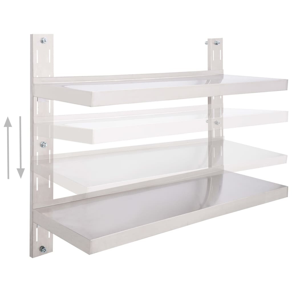 Image of 2-Tier Floating Wall Shelf Stainless Steel 394"x118"