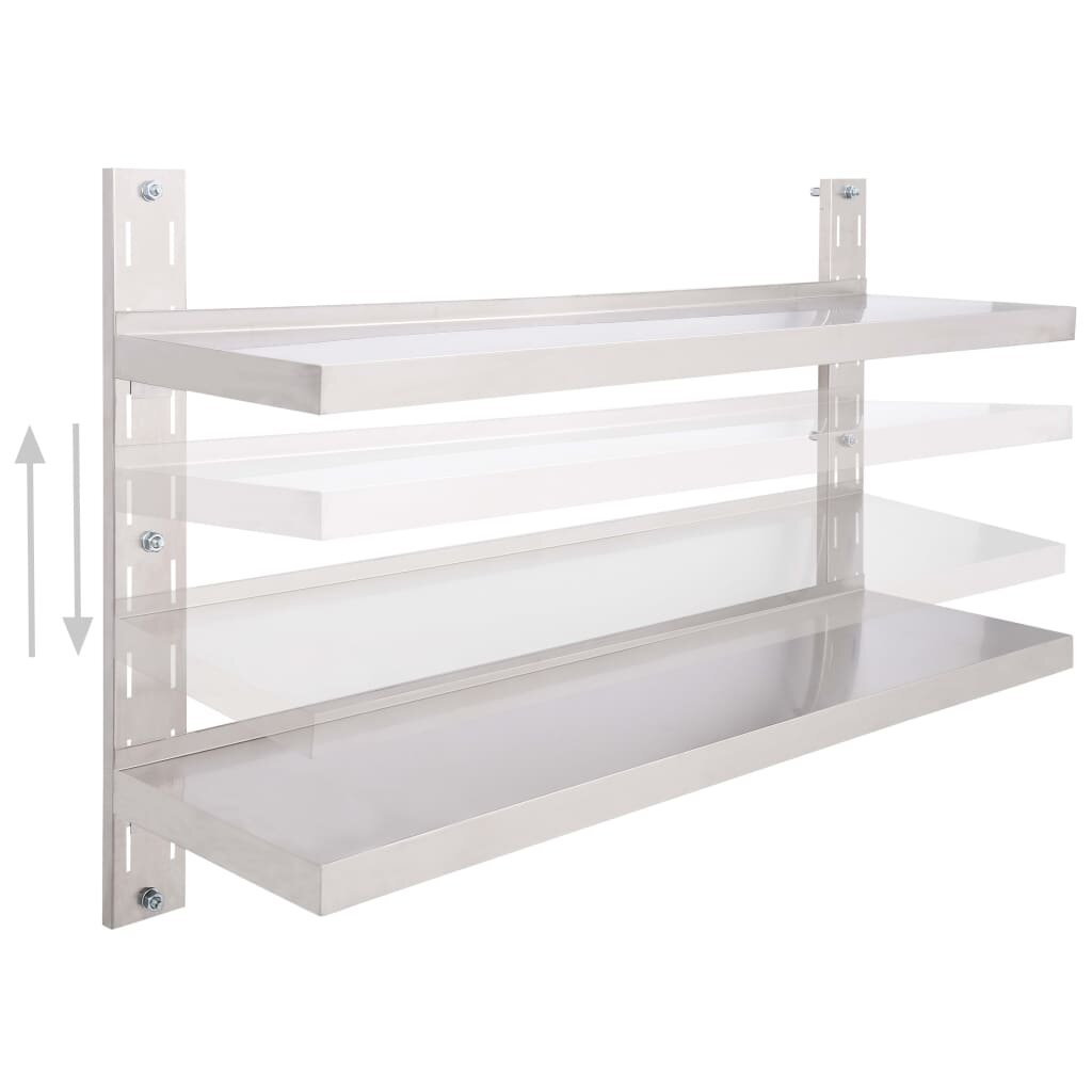 Image of 2-Tier Floating Wall Shelf Stainless Steel 472"x118"