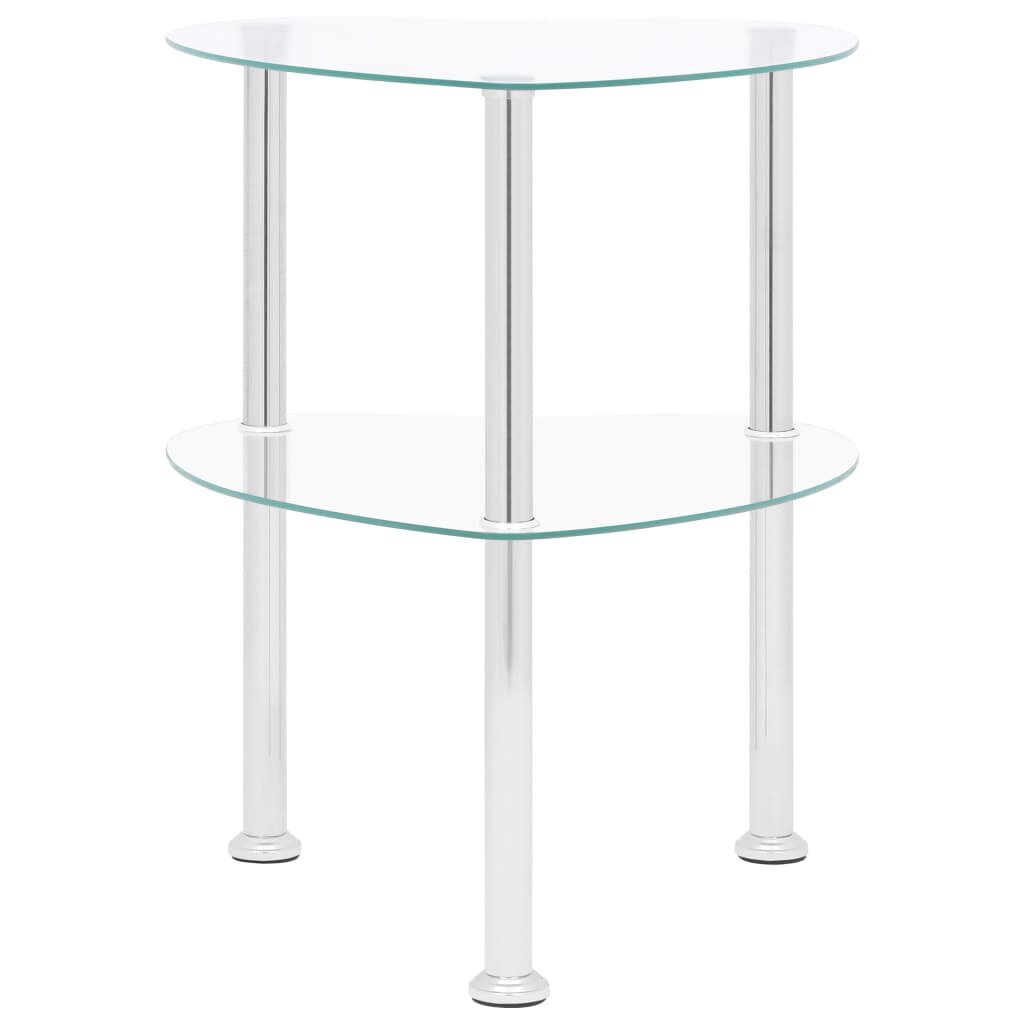 Image of 2-Tier Side Table Transparent 15"x15"x197" Tempered Glass