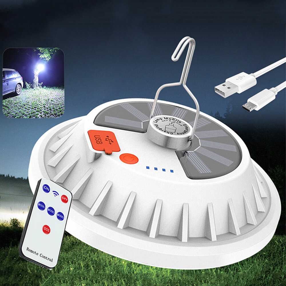 Image of 2 in 1 300W Solar LED Camping Light Remote Control Tent Light Hang Fishing Night Light Emergency Work Lamp Power Bank