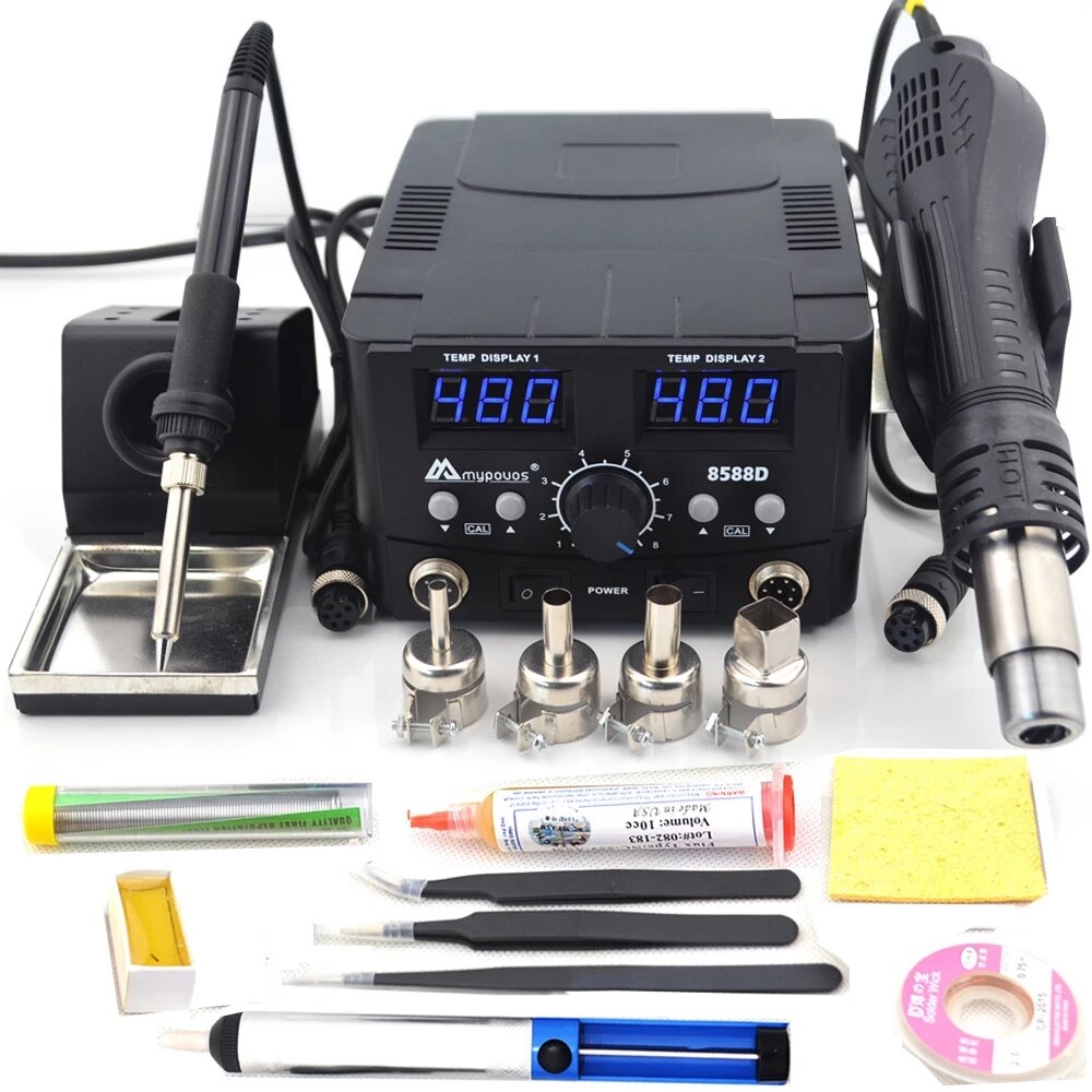 Image of 2 in 1 800W LED Digital Soldering Station Hot Air Heater Rework Station Electric Soldering Iron for Phone PCB IC SMD BGA