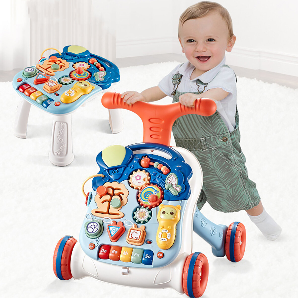 Image of 2-in-1 Baby Sit-to-Stand Activity Toy For Toddler Kids Walking Learning Safe Walkers