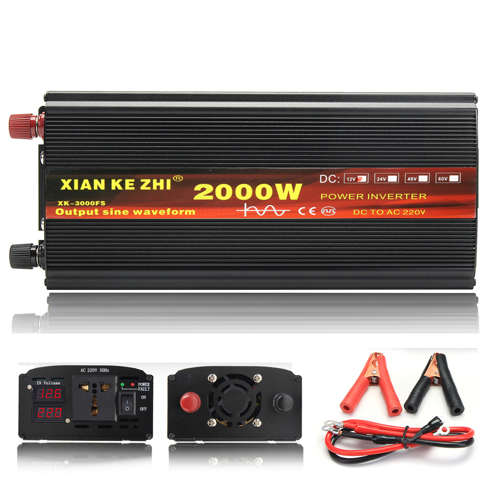 Image of 2000W/3000W/4000W Power Inverter Pure Sine Wave Transformer 12V/24V to 220V Auto