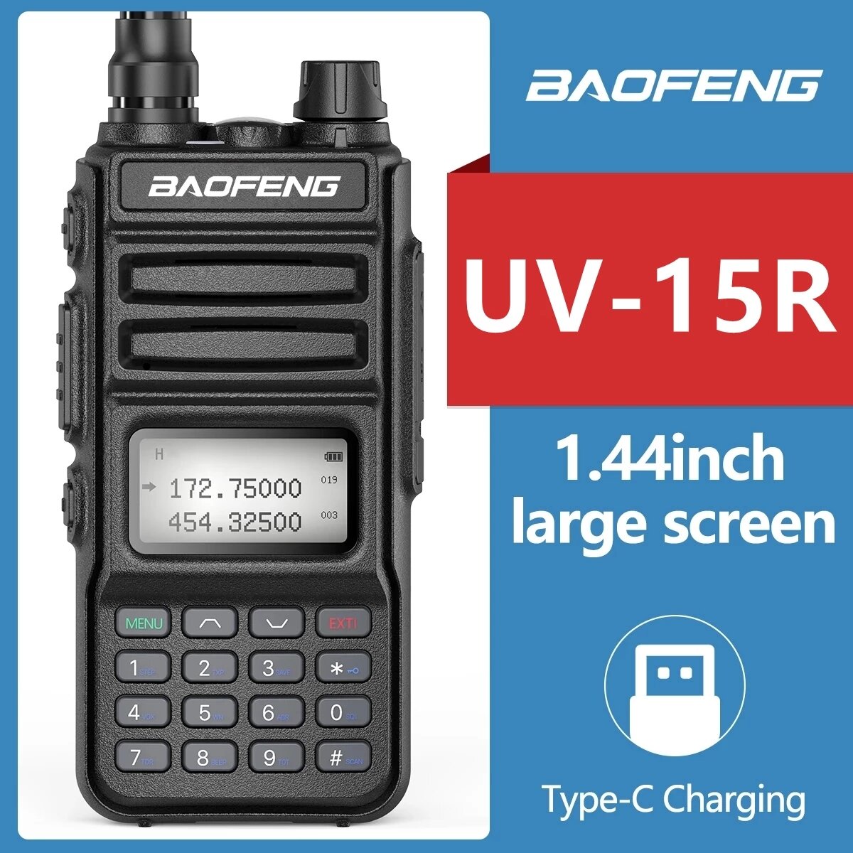 Image of 2022 Baofeng UV-15R Walkie Talkie 10W High Power 999 Channels Dual Band UHF VHF Radios Transmitter USB Charger Two Way R