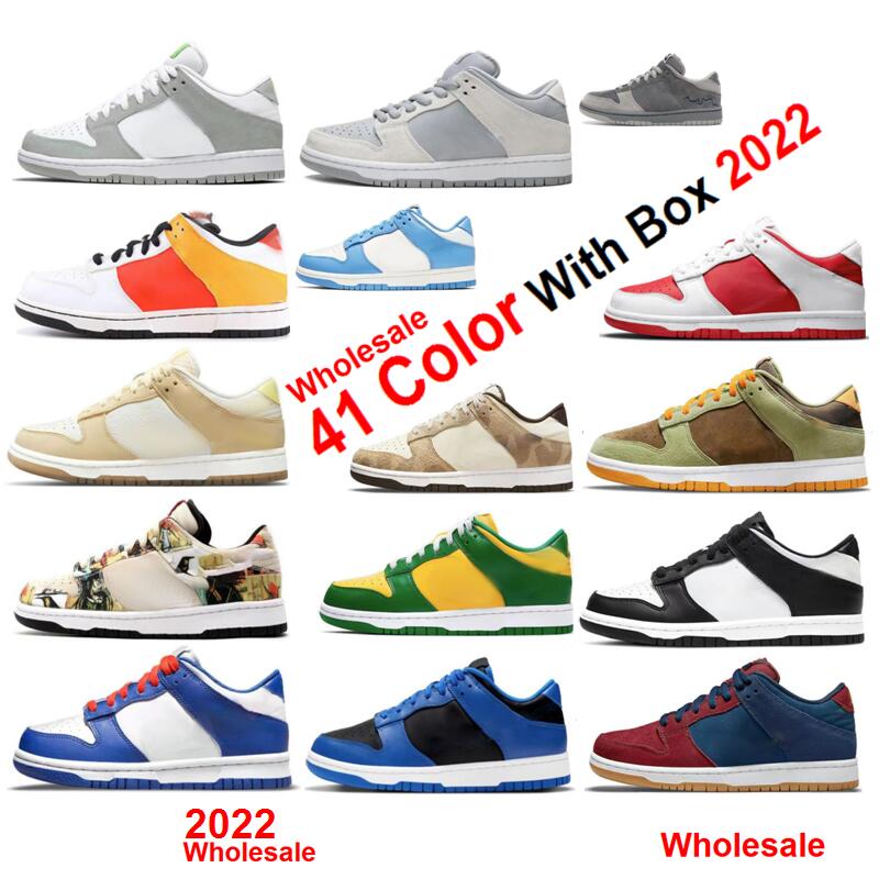 Image of 2022 Men Women Running Shoes Low Panda Barley Toe Cacao Wow Fossil Sun Club Cherry What The Paisley Strawberry Cough Black Toe With Box Whol