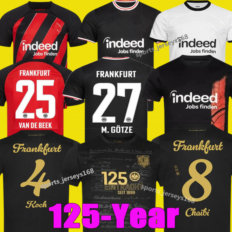 Image of 2023 2024 Eintracht Frankfurt 125th Soccer Jerseys 125-Year Anniversary kit 23 24 MARMOUSH van de Beek MGOTZE CHAIBI KNAUFF TUTA MARMOUSH S