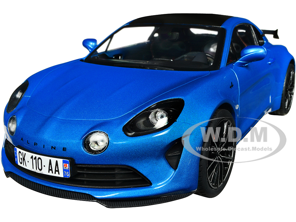 Image of 2023 Alpine A110S Pack Aero Bleu Alpine Blue Metallic with Black Top 1/18 Diecast Model Car by Solido