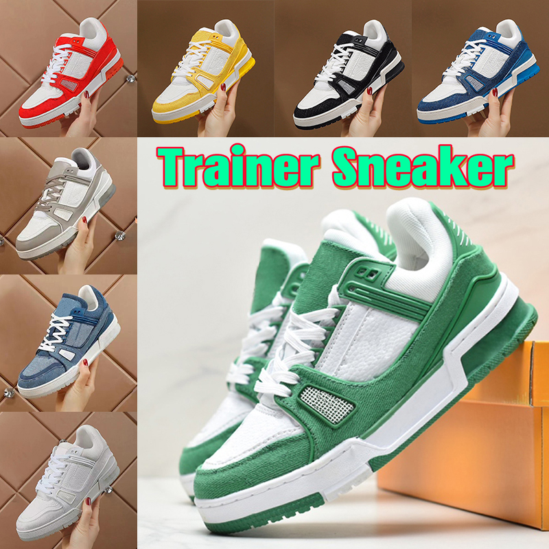 Image of 2023 Designer Trainer Sneakers Casual Shoes Mens Virgils x 1 Low white logo embossed red green blue denim royal red canvas Black Luxury men