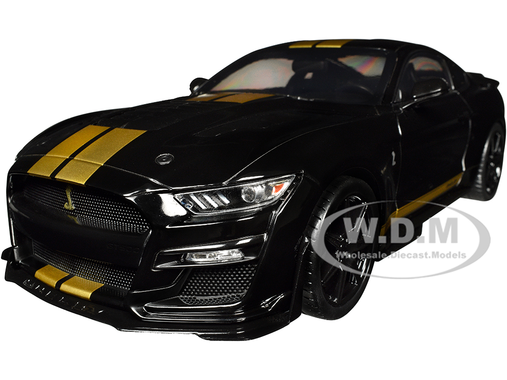 Image of 2023 Ford Mustang Shelby GT500-H Black with Gold Stripes 1/18 Diecast Model Car by Solido
